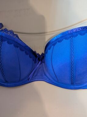 Candie's Royal Blue Lace-Trim Strapless Bra